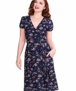 Sheen Wild Horses 40's Dress Navy New In