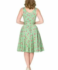 New In Sheen Freya Floral 50's Swing Dress Green 8 New In Sheen Freya Floral 50's Swing Dress Green