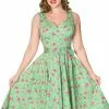 New In Sheen Freya Floral 50's Swing Dress Green 2 New In Sheen Freya Floral 50's Swing Dress Green