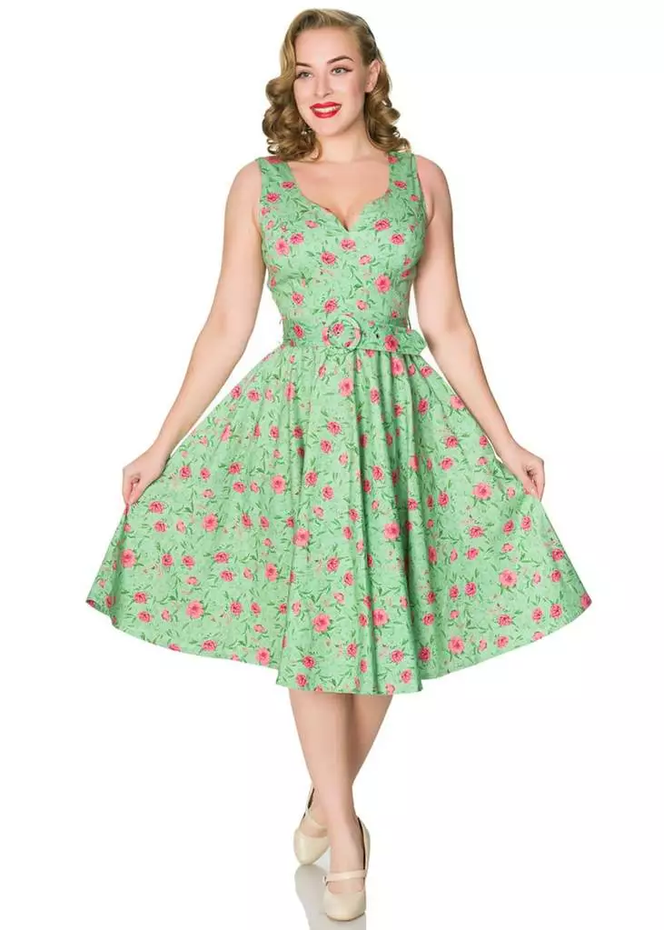 New In Sheen Freya Floral 50's Swing Dress Green 6 New In Sheen Freya Floral 50's Swing Dress Green