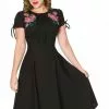 Sheen Noa Floral 40's Swing Dress Black 2 Sheen Noa Floral 40's Swing Dress Black