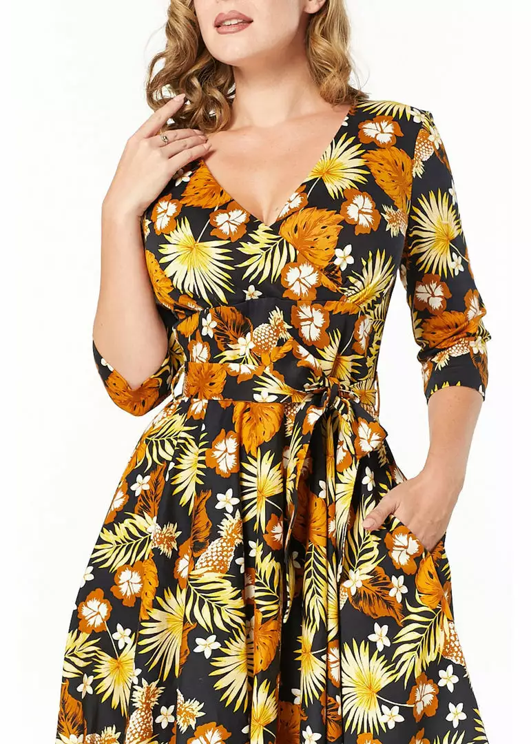 Sheen Timeless Barbara Floral 50's Swing Dress Black 4 Sheen Timeless Barbara Floral 50's Swing Dress Black