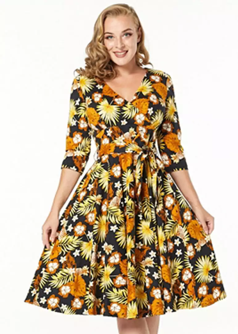 Sheen Timeless Barbara Floral 50's Swing Dress Black 3 Sheen Timeless Barbara Floral 50's Swing Dress Black