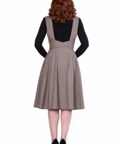 New In Sheen Lola Check 40's Pinafore Dress Brown