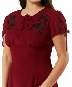 Sheen New In Timeless Ava Floral 40's Swing Dress Burgundy 6 Sheen New In Timeless Ava Floral 40's Swing Dress Burgundy