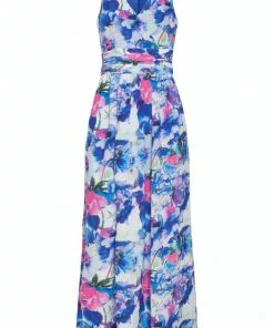 Smashed Lemon Violet Aquarel 70's Maxi Dress White Purple New In