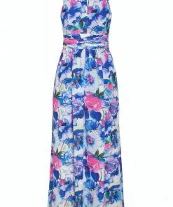 Smashed Lemon Violet Aquarel 70's Maxi Dress White Purple New In