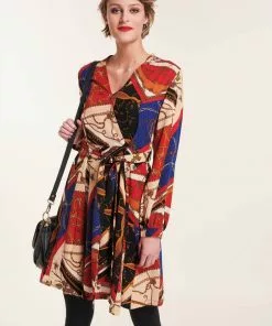 New In Smashed Lemon Scarf Reminder 70's A-Line Dress Multi