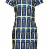 Smashed Lemon Who? Telephone 60's Pencil Dress Yellow Blue