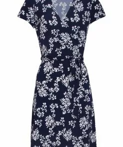 New In Smashed Lemon Sleeping Garden 60's A-Line Dress Navy