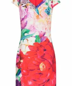 New In Smashed Lemon Flower Picking 60's Pencil Dress Multi