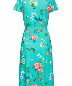 New In Smashed Lemon Pomegranate 60's A-Line Dress Turquoise