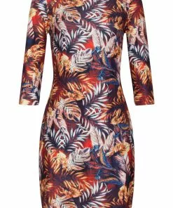 New In Smashed Lemon Desert Rose 60's Pencil Dress Cognac