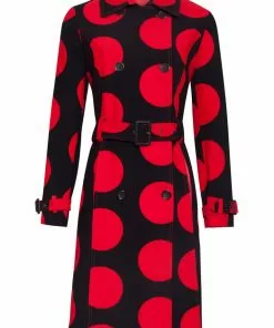 Smashed Lemon Polk My Dot 60's Trenchcoat Jas Black Red