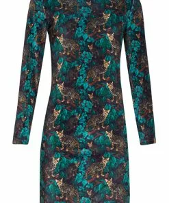 Smashed Lemon Cerval Cat 60's Pencil Dress Black New In