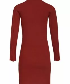 New In Smashed Lemon Olivia Retro Knitted 70's Dress Cognac