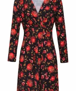 Smashed Lemon Medida Pomegranate 60's A-Line Dress Black