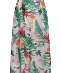 Smashed Lemon Floral Paradise 70's A-Line Skirt White New In