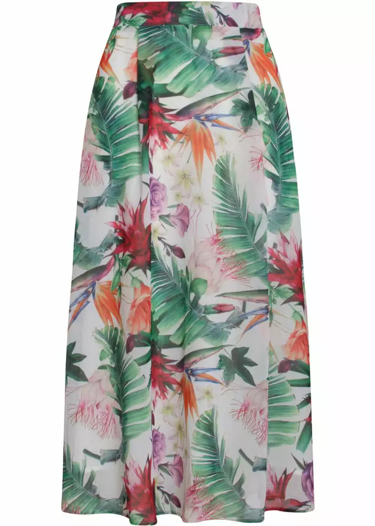 Smashed Lemon Floral Paradise 70's A-Line Skirt White New In 3 Smashed Lemon Floral Paradise 70's A-Line Skirt White New In