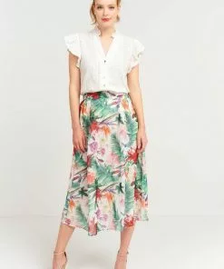 Smashed Lemon Floral Paradise 70's A-Line Skirt White New In 7 Smashed Lemon Floral Paradise 70's A-Line Skirt White New In
