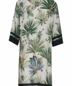 New In Smashed Lemon Palm Court 70's Kimono White