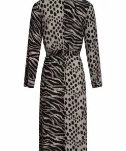 Smashed Lemon Mixed Safari 70's Dress Beige New In