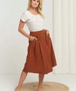 Smashed Lemon Retro Flavour 70's Skirt Cognac Brown New In 9 Smashed Lemon Retro Flavour 70's Skirt Cognac Brown New In