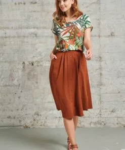 Smashed Lemon Retro Flavour 70's Skirt Cognac Brown New In