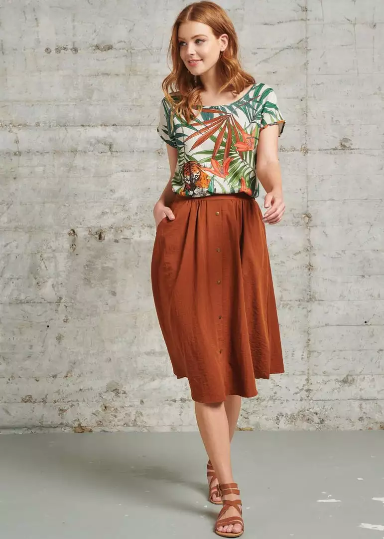 Smashed Lemon Retro Flavour 70's Skirt Cognac Brown New In 4 Smashed Lemon Retro Flavour 70's Skirt Cognac Brown New In