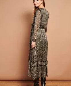 New In Smashed Lemon Esmeralda 70's Maxi Dress Black Pink