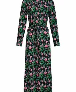 New In Smashed Lemon Raccoon Fox & Squirrel 70's Maxi Dress Black