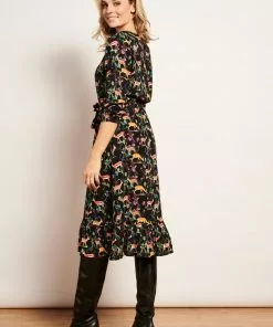 Smashed Lemon Forest Deer 70's A-Line Dress Multi New In