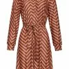 New In Smashed Lemon Retro Wave 70's A-Line Dress Sand Brown