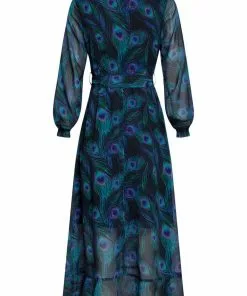 Smashed Lemon Peacock Stride 70's Maxi Dress Black Emerald 10 Smashed Lemon Peacock Stride 70's Maxi Dress Black Emerald