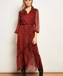 New In Smashed Lemon Festive Feast 70's Maxi Dress Red Black