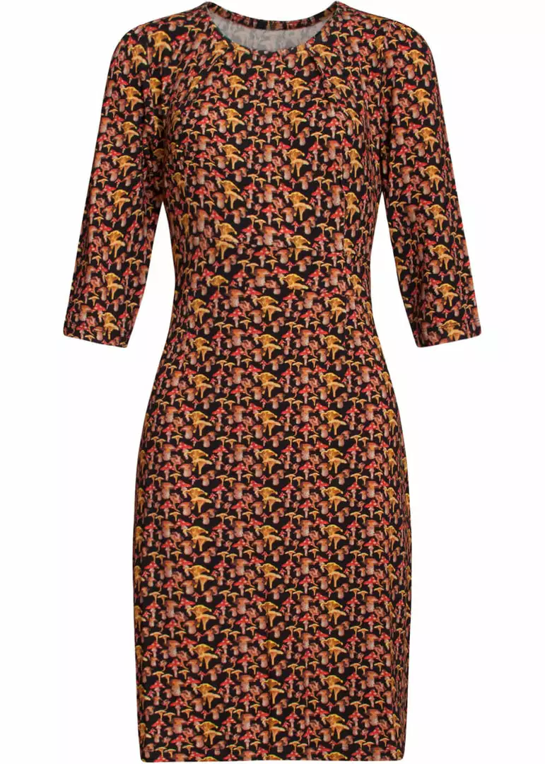 Smashed Lemon Mushroom 60's Pencil Dress Multi Black New In 3 Smashed Lemon Mushroom 60's Pencil Dress Multi Black New In