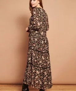 Smashed Lemon Bohemian Love 70's Maxi Dress Black Brown New In