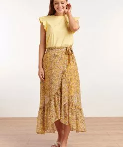 New In Smashed Lemon Flower Fields 60's Skirt Yellow