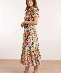 Smashed Lemon Tropical Flowers 70's Maxi Dress White New In 13 Smashed Lemon Tropical Flowers 70's Maxi Dress White New In