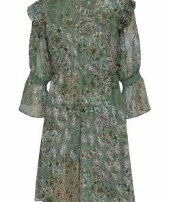 New In Smashed Lemon Indian Summer 70's Dress Green