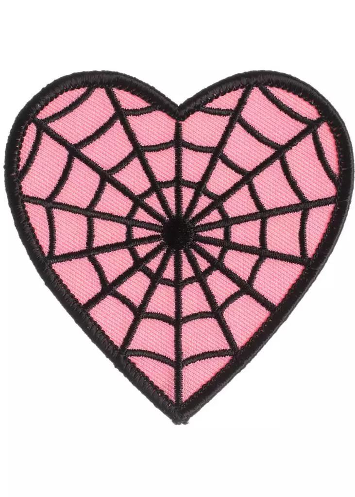 Sourpuss Webbed Heart Patch Pink New In 3 Sourpuss Webbed Heart Patch Pink New In
