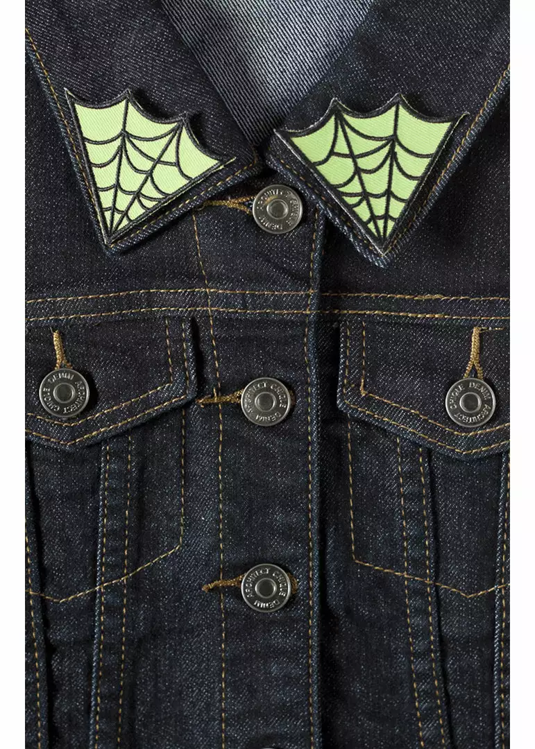 New In Sourpuss Spiderweb Collar Patch Set Green 4 New In Sourpuss Spiderweb Collar Patch Set Green