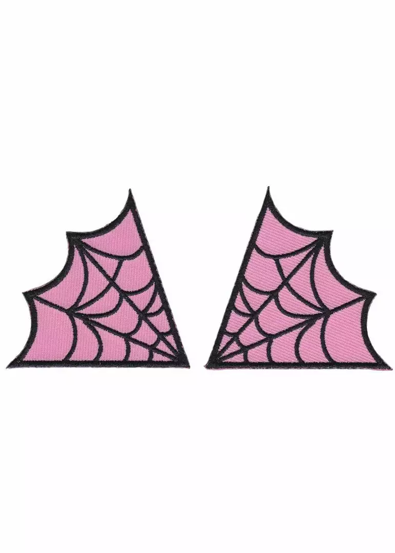 Sourpuss Spiderweb Collar Patch Set Pink New In 3 Sourpuss Spiderweb Collar Patch Set Pink New In