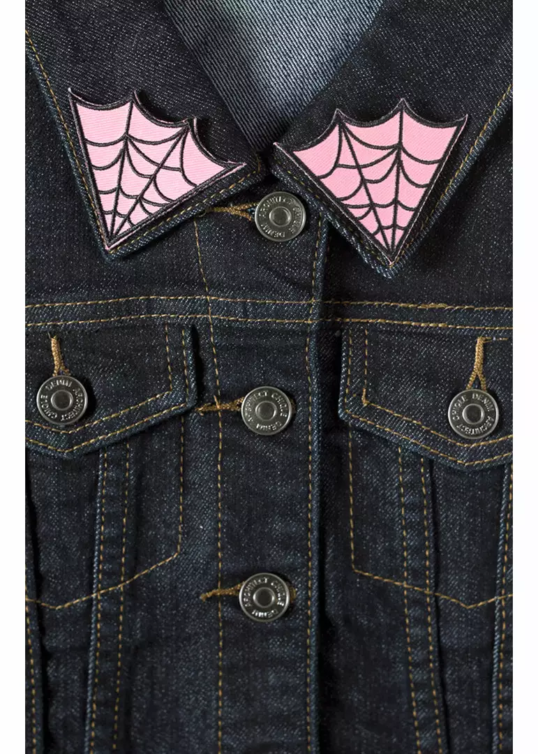 Sourpuss Spiderweb Collar Patch Set Pink New In 4 Sourpuss Spiderweb Collar Patch Set Pink New In