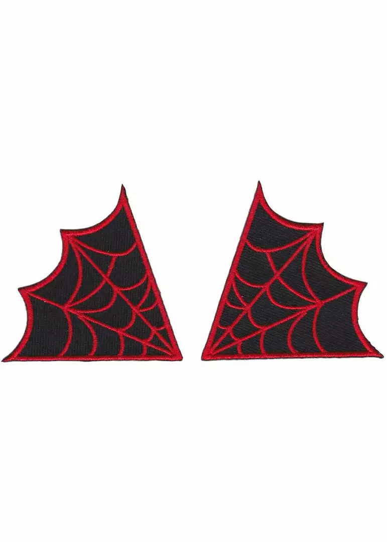 Sourpuss Spiderweb Collar Patch Set Red New In 3 Sourpuss Spiderweb Collar Patch Set Red New In