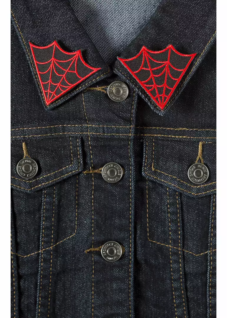 Sourpuss Spiderweb Collar Patch Set Red New In 4 Sourpuss Spiderweb Collar Patch Set Red New In