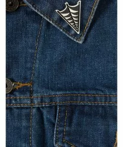 Sourpuss Spiderweb Enamel Pin Silver Black