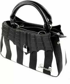 New In Sourpuss Locked Out Striped Bag Black White