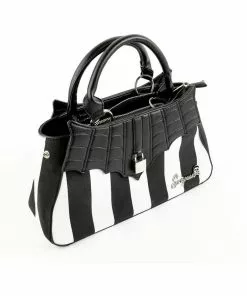 New In Sourpuss Locked Out Striped Bag Black White