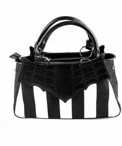 New In Sourpuss Locked Out Striped Bag Black White